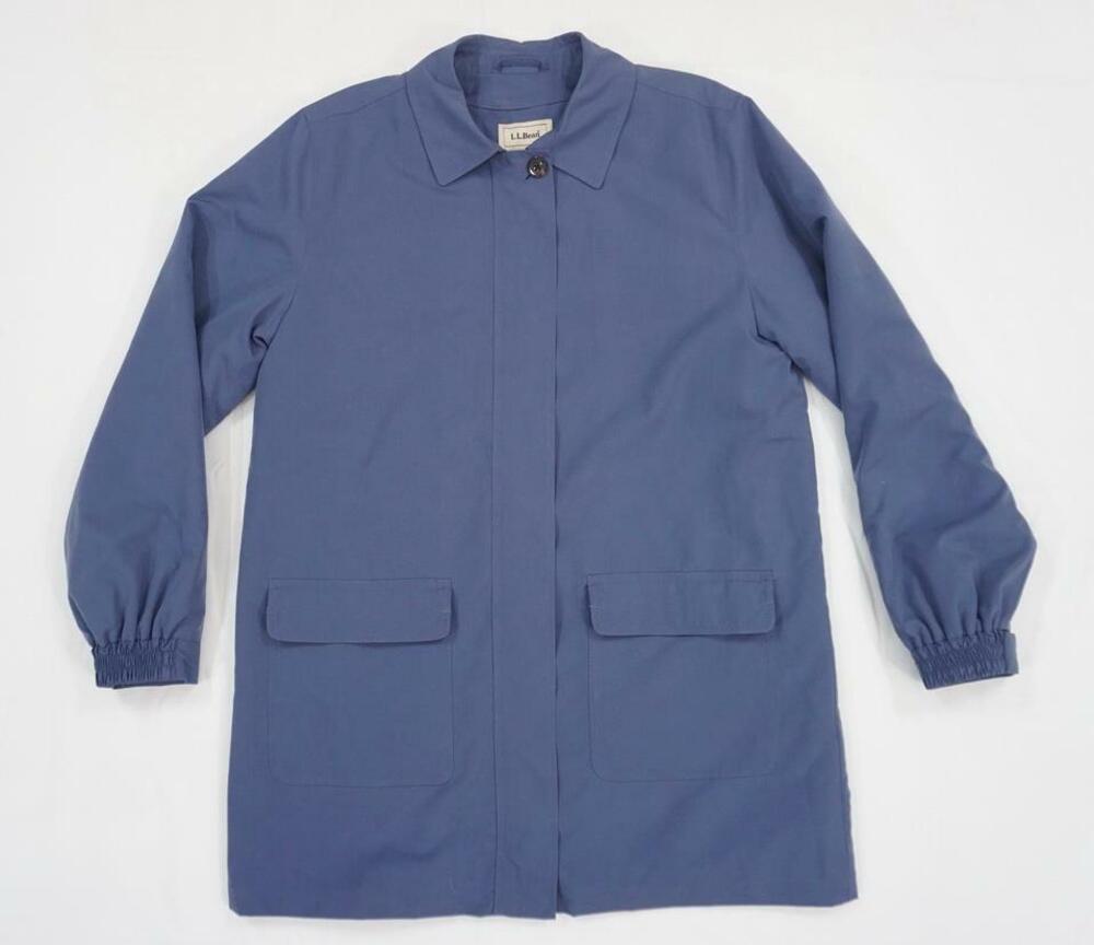L.L. BEAN H2OFF USED WOMEN M BLUE RAINCOAT/RAIN/TRENCH COAT LINED